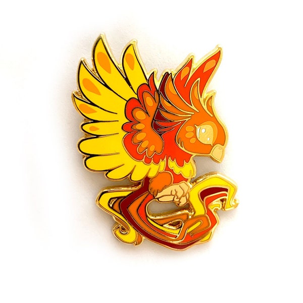 Phoenix Bird Pin Set - Gold or Silver plated Hard enamel pin set of eastern themed colorful phoenix birds