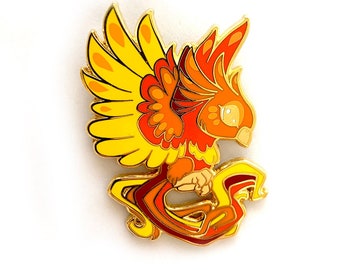 Phoenix Bird Pin Set - Gold or Silver plated Hard enamel pin set of eastern themed colorful phoenix birds