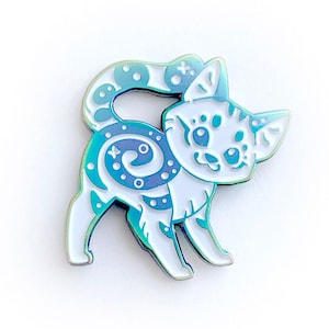 Rainbow Marbled Cat Enamel Pin - a Soft Enamel Pin Set with Rainbow Anodized Plating for Pin Collectors