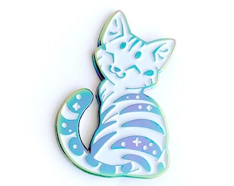 Rainbow Tabby Cat Enamel Pin - a Soft Enamel Pin Set with Rainbow Anodized Plating for Pin Collectors