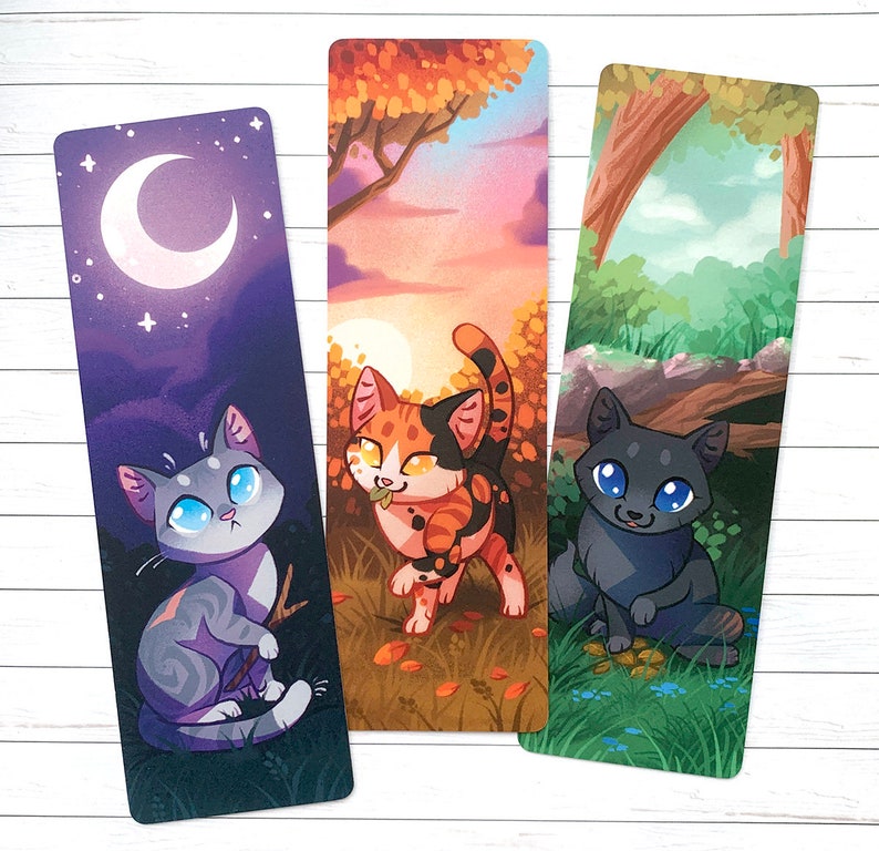 Ensemble de marque-pages Medicine Cats - Warrior Cats - Marque-page chat imprimé sur du carton premium avec plastification mate (pelage cendré tacheté de Jayfeather image 1