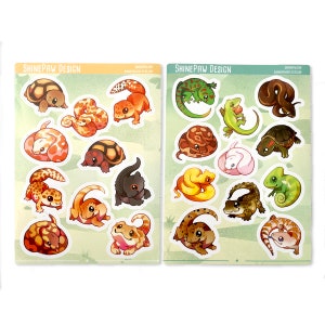 Conjunto de adesivos de répteis - Adesivos de vinil brilhantes com répteis (dragão-bola barbudo, píton, tartaruga, leopardo, gecko, crocodilo, skink, gecko)