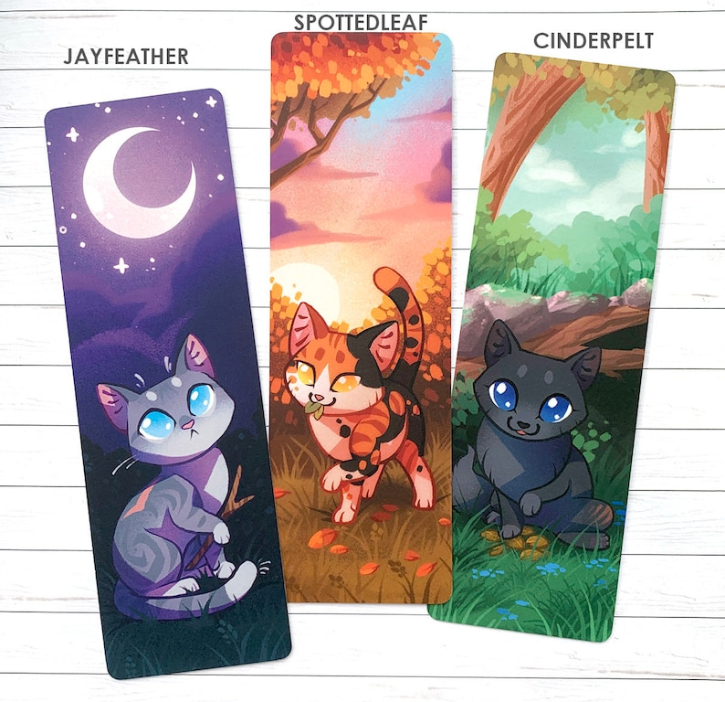 Ensemble de marque-pages Medicine Cats - Warrior Cats - Marque-page chat imprimé sur du carton premium avec plastification mate (pelage cendré tacheté de Jayfeather image 5
