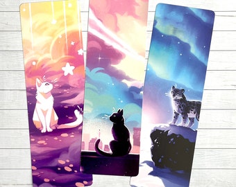 Cats Bookmark set - Cat and Snow Leopard Bookmarks printed on Premium Board with matte and glossy lamination