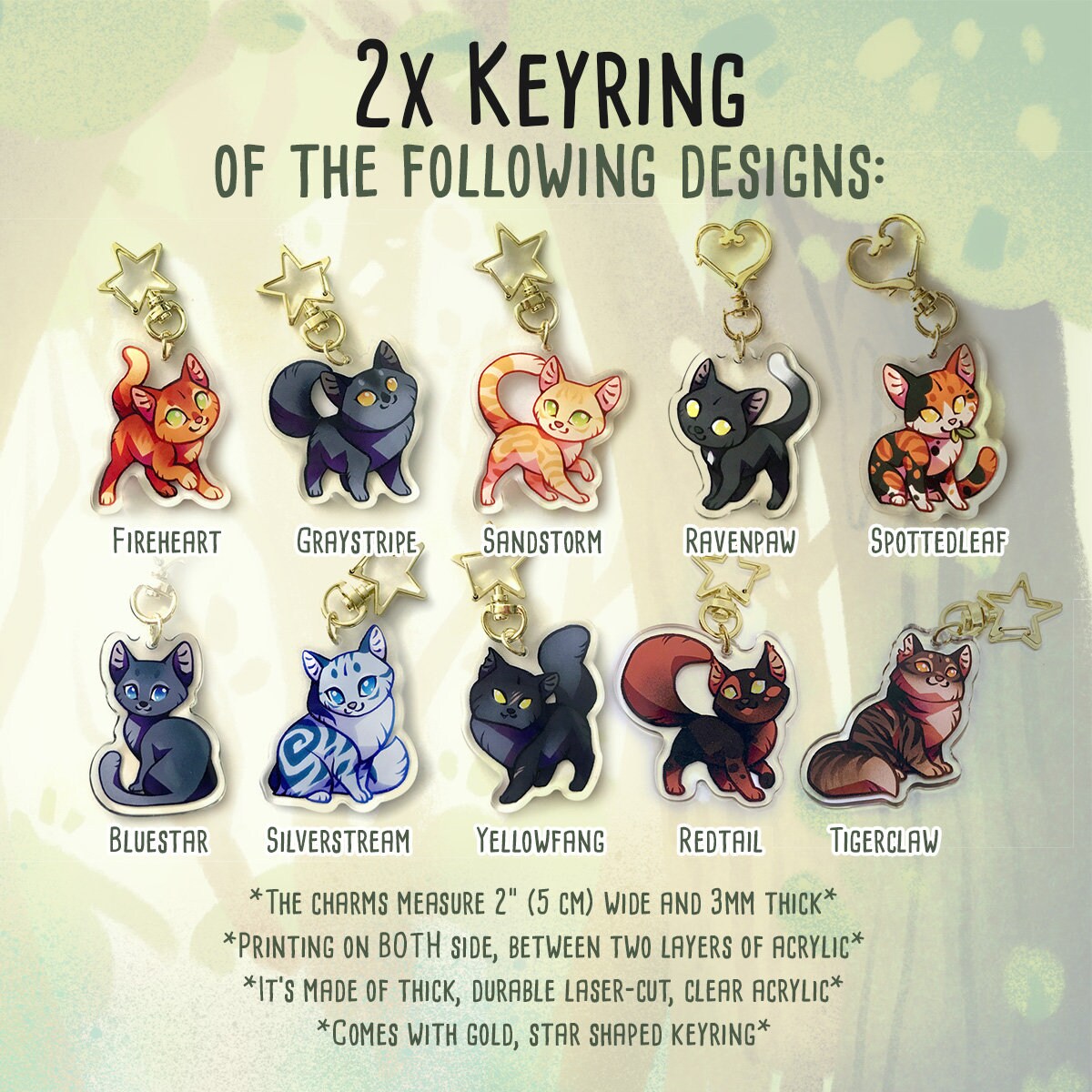 Ravenpaw Warrior Cats Keyring Charm – Shinepaw Design