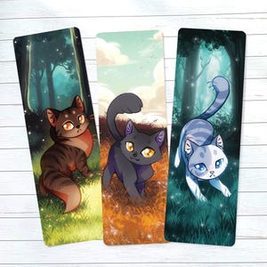 Ensemble de marque-pages apprentis forêt sombre - chats guerriers - imprimé sur du carton premium avec plastification mate griffe ronce Breezepelt Ivypool