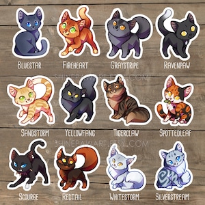 Cute Warrior Cats Sticker Set II - Leafpool Jayfeather Hollyleaf Lionblaze  Mothwing Hawkfrost Mapleshade Ivypool Tallstar Brightheart