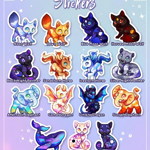 Cute Ethereal Familiars Sticker Set Solar and Lunar Wolf - Etsy UK