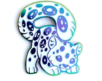 Rainbow Snow Leopard Enamel Pin - a Soft Enamel Pin Set with Rainbow Anodized Plating for Pin Collectors