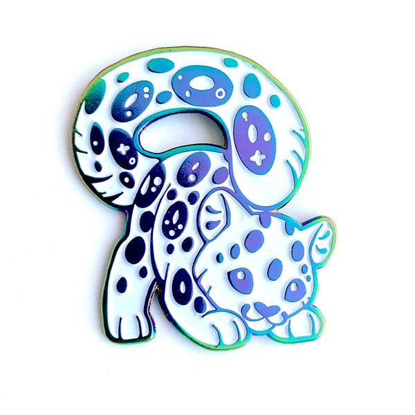Rainbow Snow Leopard Enamel Pin - a Soft Enamel Pin Set with Rainbow Anodized Plating for Pin Collectors