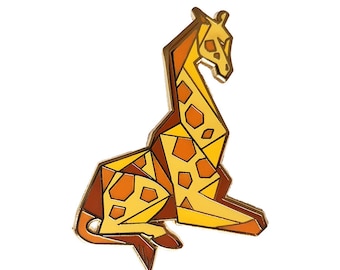 Angular Giraffe Gold Metal Hard Enamel Pin