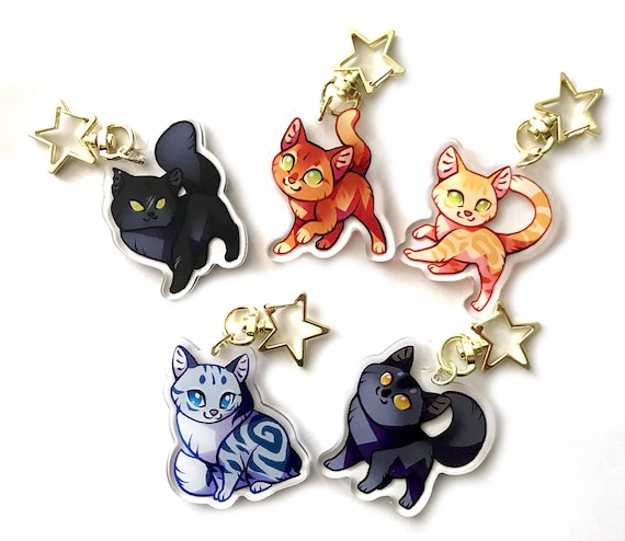 Cute Warrior Cats Keychains. Firestar Bluestar Plush Cats 