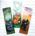 Original Trio Bookmark set - Warrior Cats - Cat Bookmark printed on Premium Board with matte lamination ( Fireheart Graystripe Ravenpaw product logo