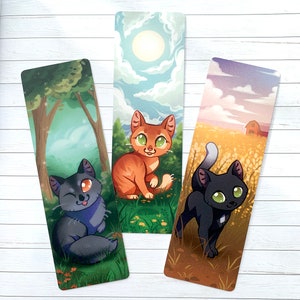 Original Trio Bookmark set - Warrior Cats - Cat Bookmark printed on Premium Board with matte lamination ( Fireheart Graystripe Ravenpaw