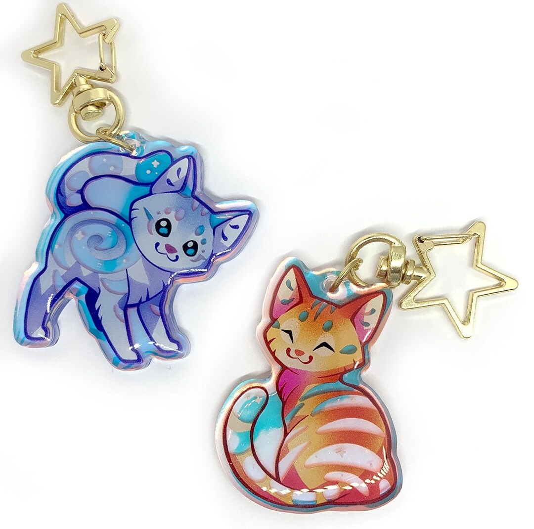 SATTCHI バッグチャーム・キーチェーン Blue Cat Turkey Charm Jetoy Faux Leather Cat Keychain | Shop Hygge Box