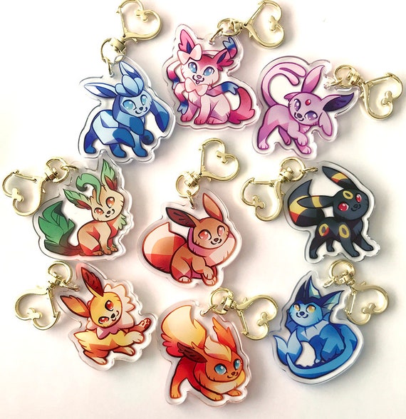 Keychain Pok\u00e9mon Eeveelution Eevee Espeon Umbreon Leafeon Sylveon Vaporeon Flareon Jolteon Glaceon Transparent Acrylic