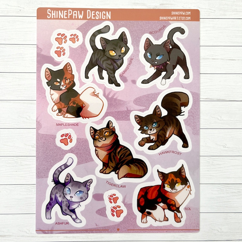 Fireheart Sticker Warrior Cats Sticker Sheet Set - Glossy Vinyl Stickers With Cats ...