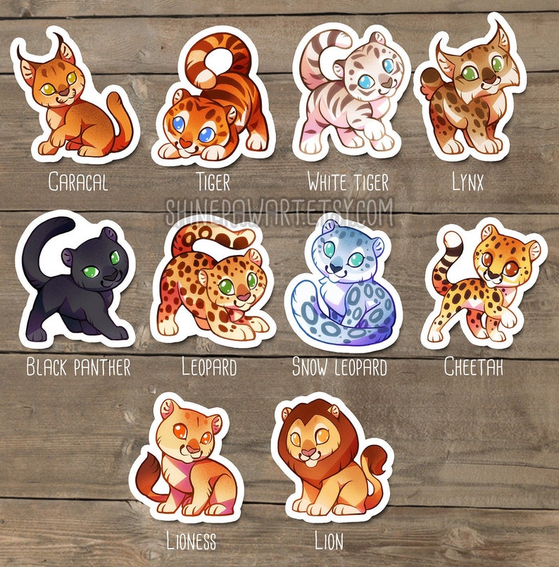 Susses Wildkatzen Sticker Set Tiger Schneeleopard Lowe Etsy