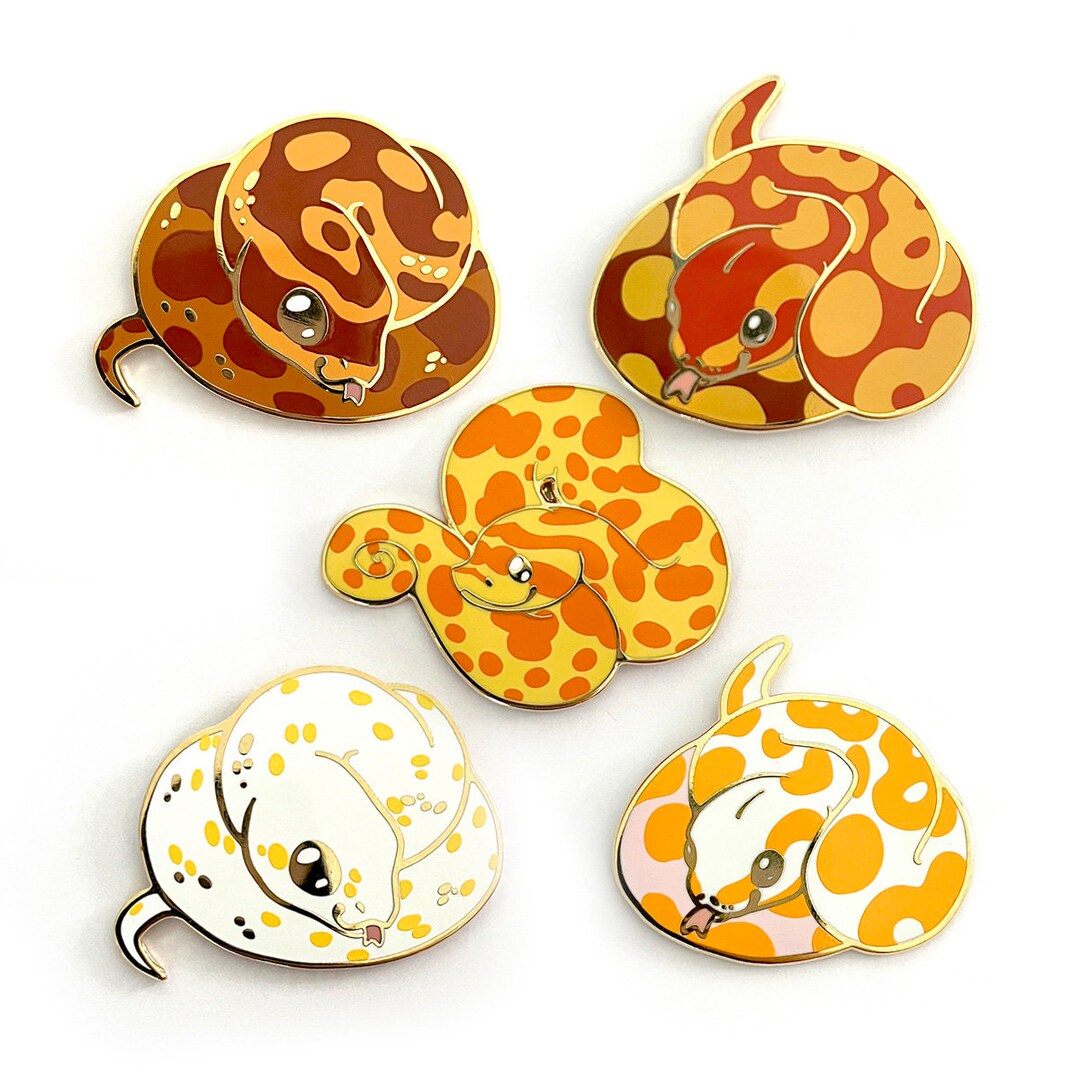 Snakes Pin Set - Gold Plated Hard Enamel Pin Set of Corn Snakes ...