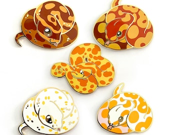 Snakes Pin Set - Gold plated Hard enamel pin set of corn snakes, hognose snake and ball pythons