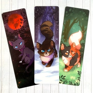 Ensemble de marque-pages méchants chats I - guerriers chats - marque-page chat imprimé sur du carton premium avec pelliculage mat (Scourge Hawkfrost Mapleshade
