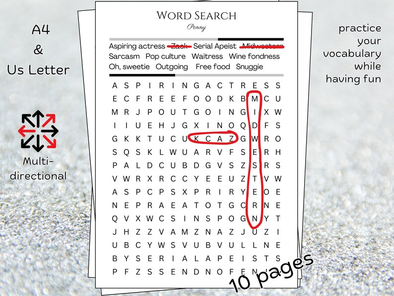 Printable Word Search the Big Bang Theory Game, Adults Game, Pen and ...