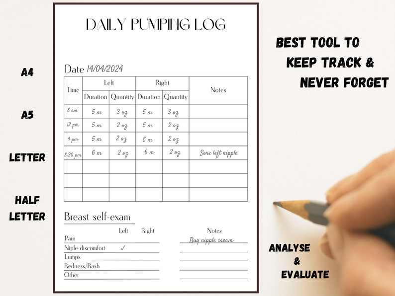Printable Breast Pumping Log, Breast Pumping Tracker, Feeding Tool ...