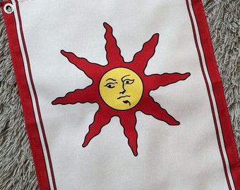 Praise the Sun fabric banner || Solaire wall decor | DS gift for gamer | game room decor