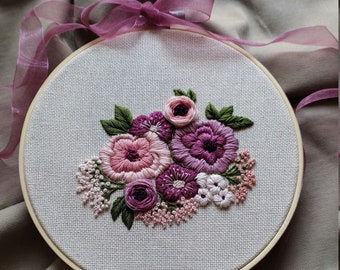 Flowers, Embroidery Flowers, Thread Painting, Embroidery art, Hand embroidery, Emboridery hoop Art, Personalized art gift, Original Artwork