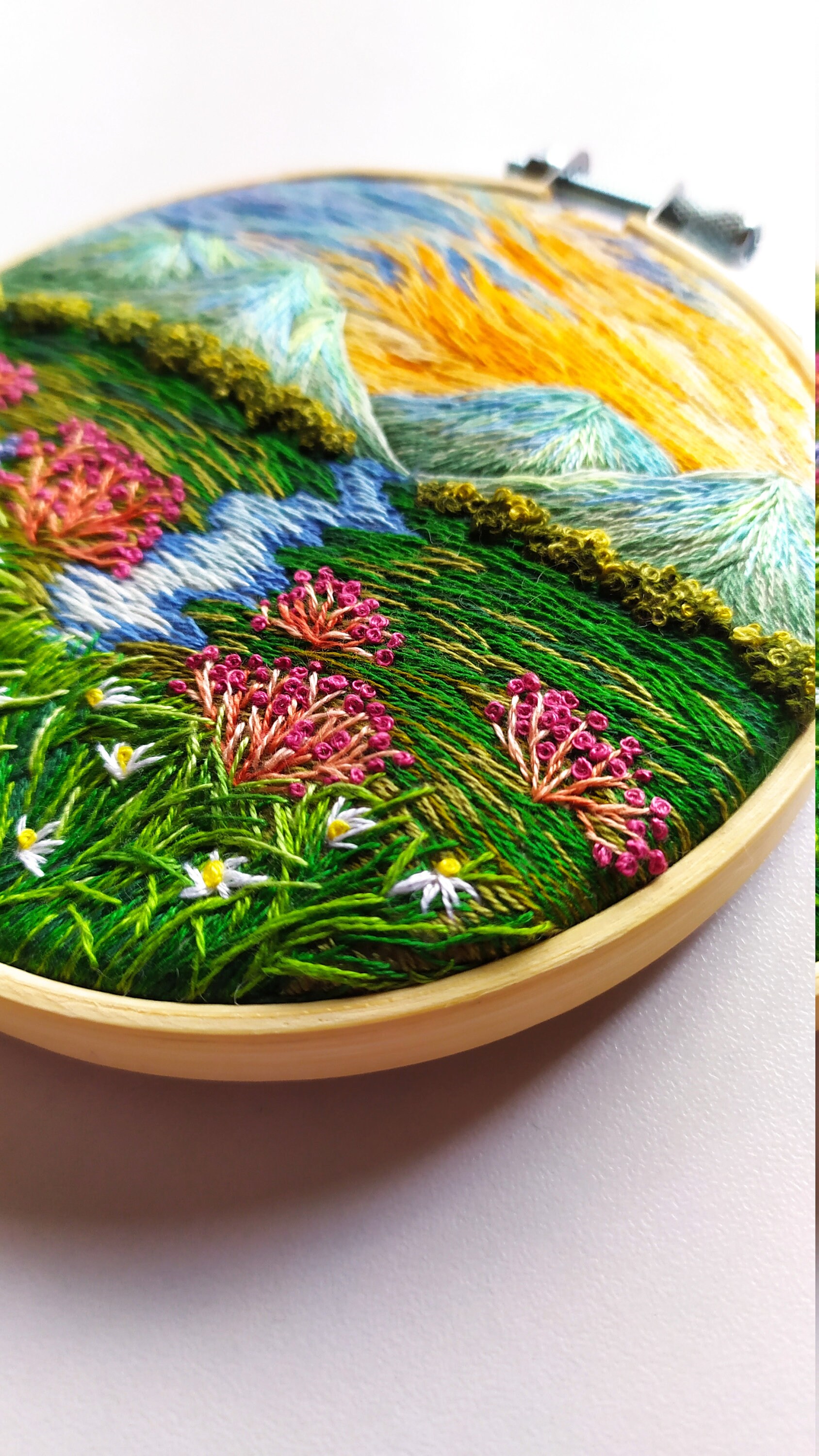Landscape Embroidery Landscape Art Thread Painting Etsy