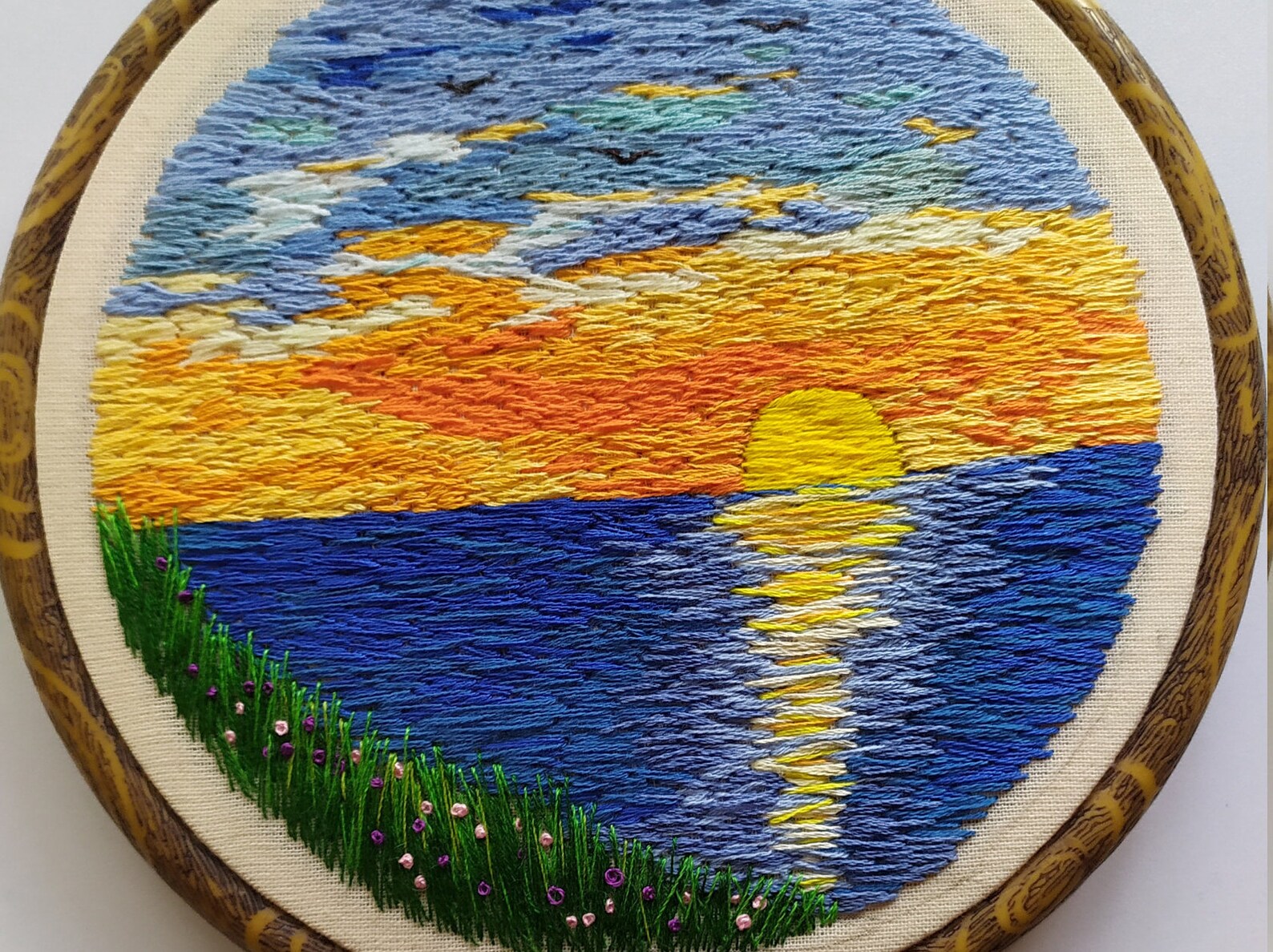 Wall Hanging Water Landscape Embroidery Sunset Seascape Etsy