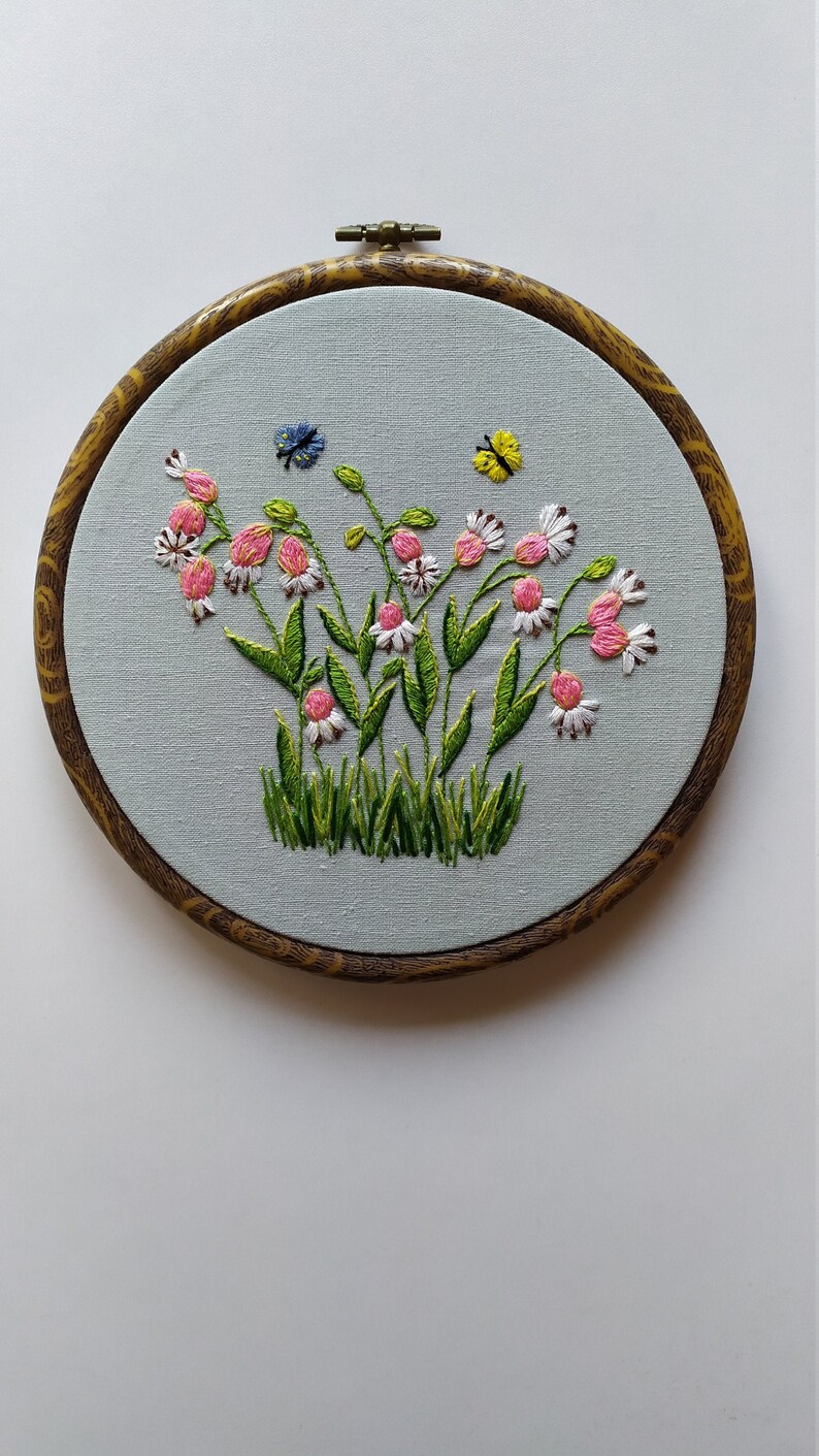 Wall hanging embroidered art flowers framed embroidered art  etsy Wall hanging embroidered art flowers framed embroidered art  etsy