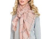 31 Pink Wool Cashmere Womens Scarf Shawl Neckerchief Summer Autumn Soft Fall Colorful Kerchief Style Ladies Shawl Wrap Loop Plaid Warm