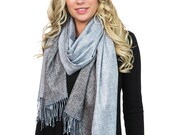 41 Grey Wool Cashmere Womens Scarf Shawl Neckerchief Summer Autumn Soft Fall Colorful Kerchief Style Ladies Shawl Wrap Loop Plaid Warm