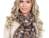 42 Brown Wool Cashmere Womens Scarf Shawl Neckerchief Summer Autumn Soft Fall Colorful Kerchief Style Ladies Shawl Wrap Loop Plaid Warm