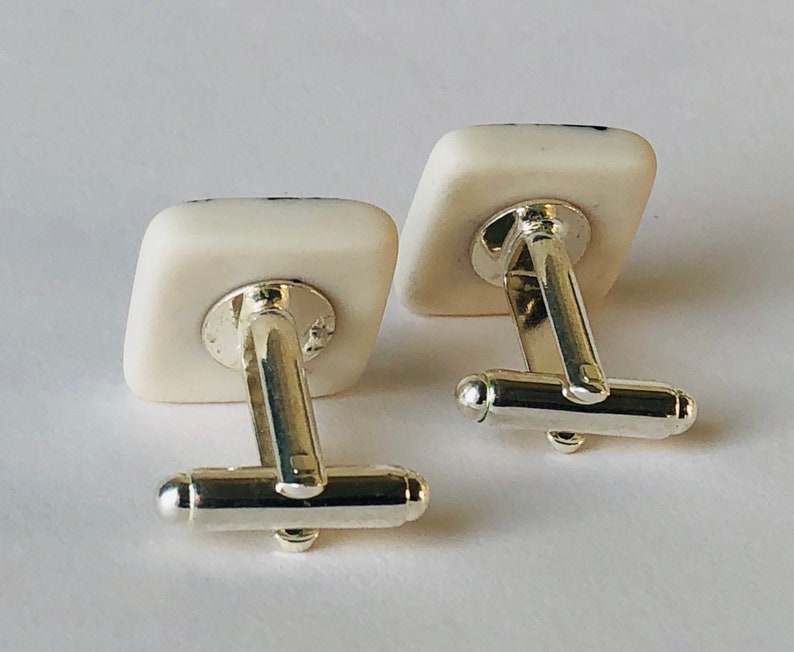 Silhouettes-Stunning pair of contemporary porcelain OOAK cufflinks made entirely by hand from finest French Limoges porcelain
