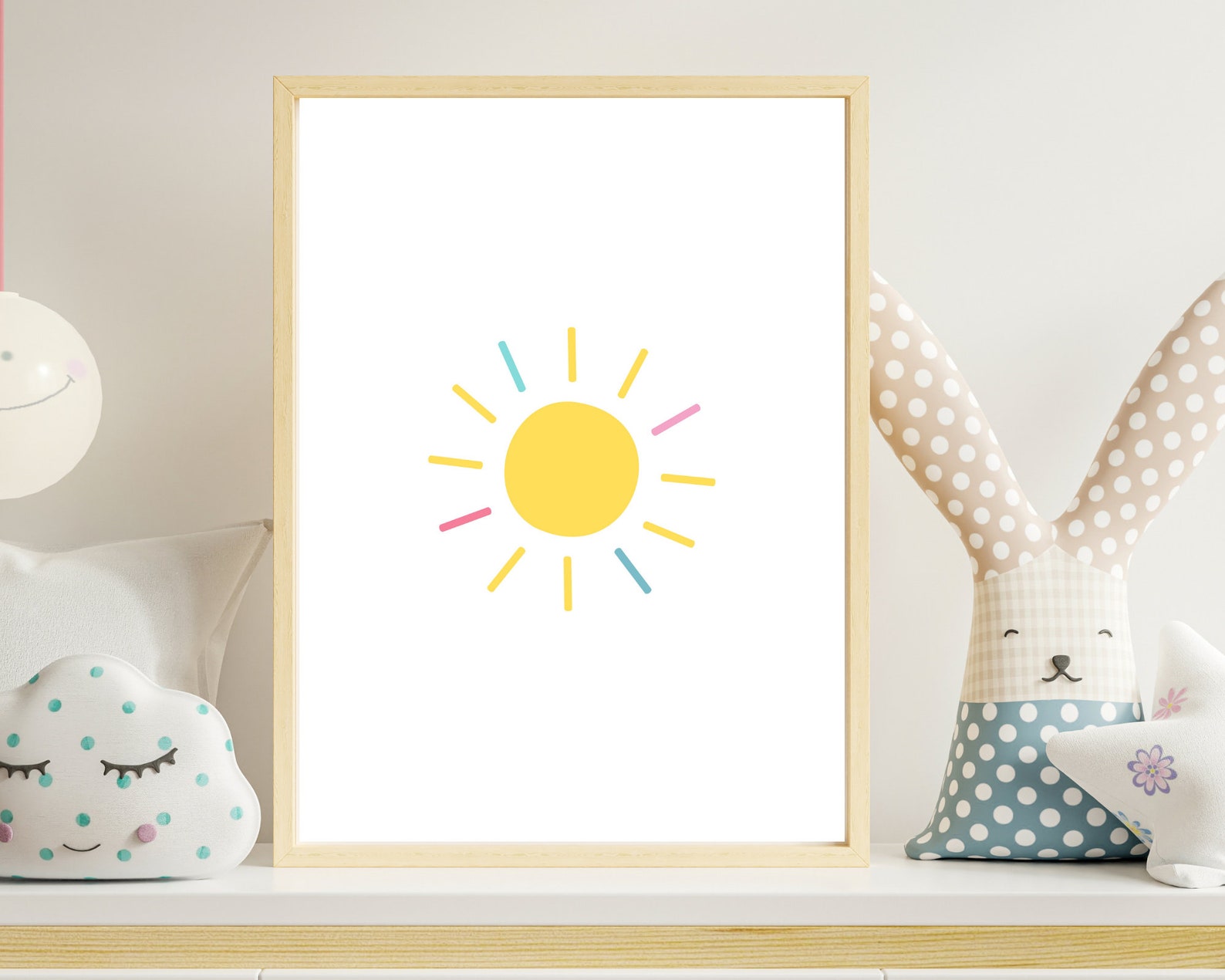 Rainbow Sun Cloud Rain Wall Art Set of 4 Wall Rainbow Nursery Wall