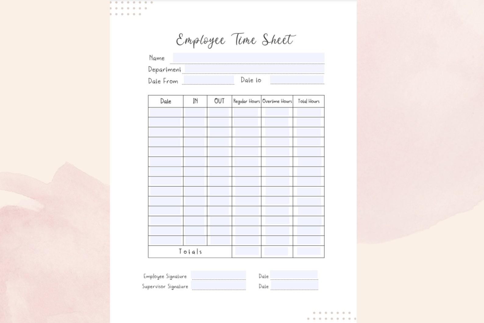 Time Sheet Form Overtime Log Form Time off Request Bundle Etsy