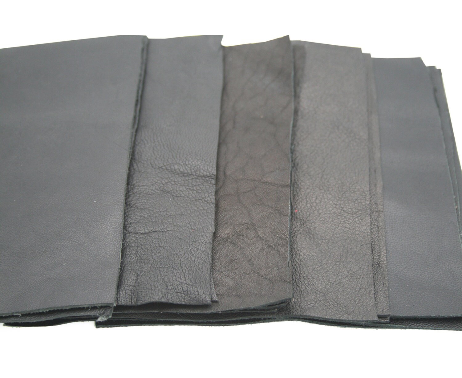 Black Genuine Leather Pieces Featuring 5 Different Textures Etsy