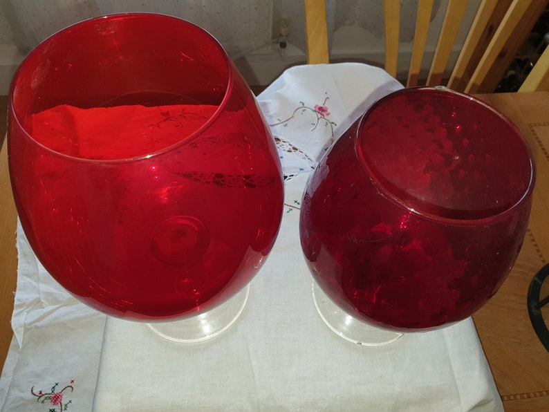 2 X Vintage Oversized Wine Glasses Etsy