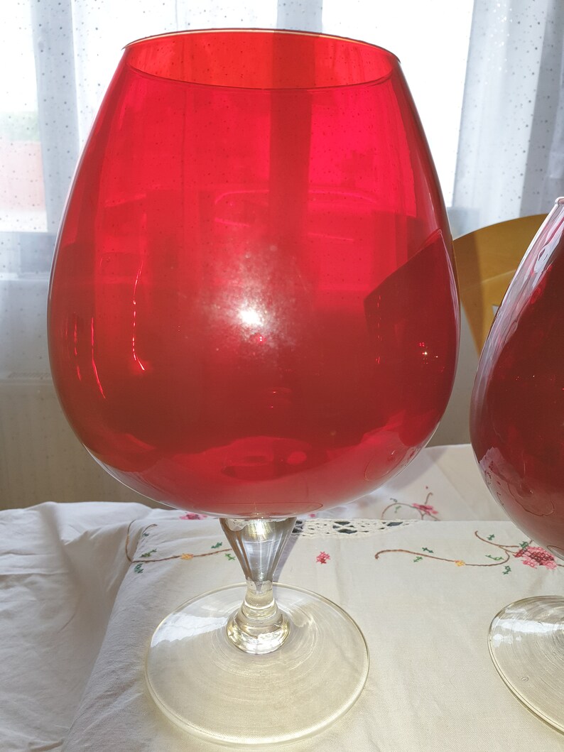 2 X Vintage Oversized Wine Glasses Etsy
