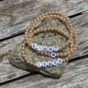 5mm 14K Gold-filled Beaded Name Bracelet- Personalized