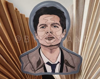 castiel - hand illustrated - supernatural - Vinyl Waterproof Sticker - gift for TV fan - supernatural fan