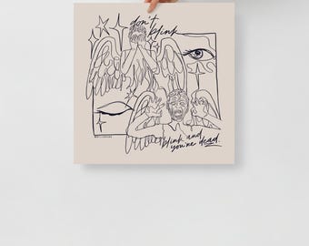 don't blink - single line illustrated Poster