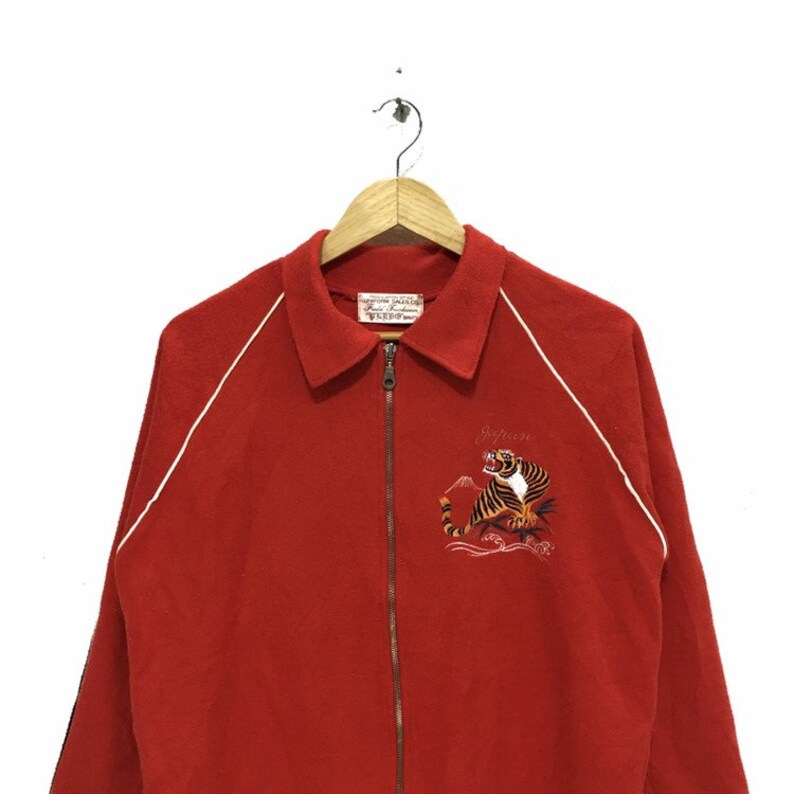 Vintage SUKAJAN JAPAN Jacket Tiger Fuji Mountain Embroidery Logo Japanese Souvenir Made In Japan Sweater