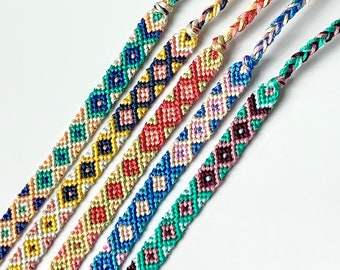 CUSTOM Skinny Aztec Pattern Friendship Bracelet | Knotted Bracelet | Beach Bracelet | Summer Bracelet | Coconut Girl Aesthetic | VSCO