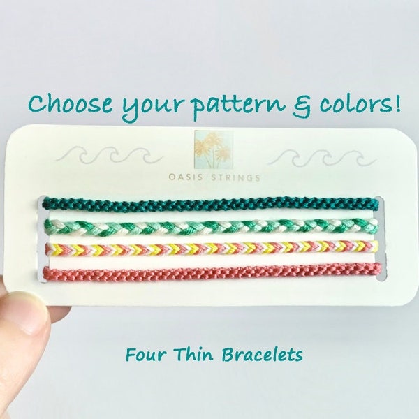 BUILD A SET: Set of 4 Thin Friendship Bracelets, Woven Bracelets, Knotted Bracelets, VSCO Bracelets, Bracelet Gift Set