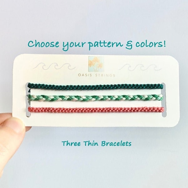 BUILD A SET: Set of 3 Thin Friendship Bracelets, Woven Bracelets, Knotted Bracelets, VSCO Bracelets, Bracelet Gift Set