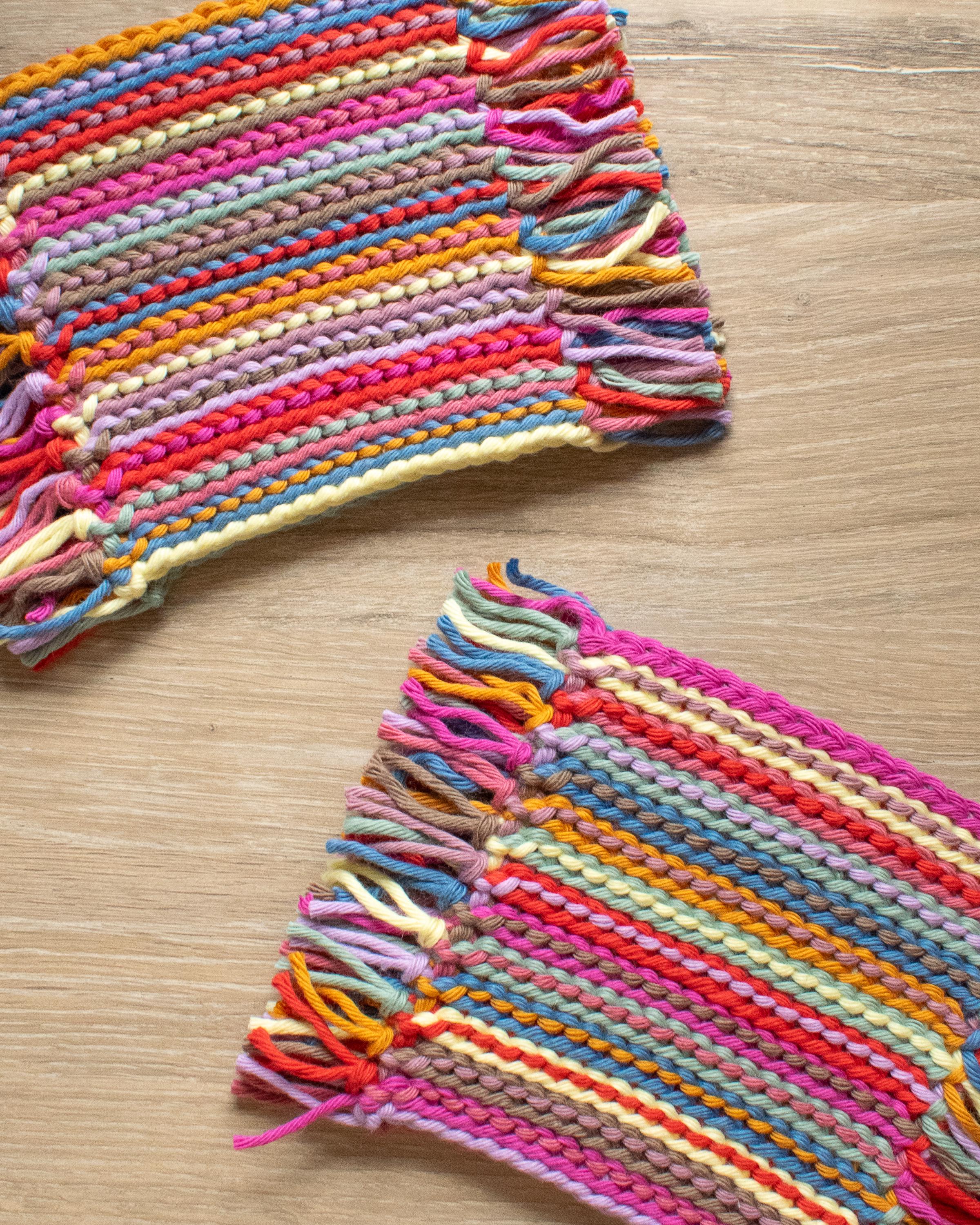 Crochet Rag Rug Coaster Set | Handmade Fringe Cotton Coasters | Cute ...