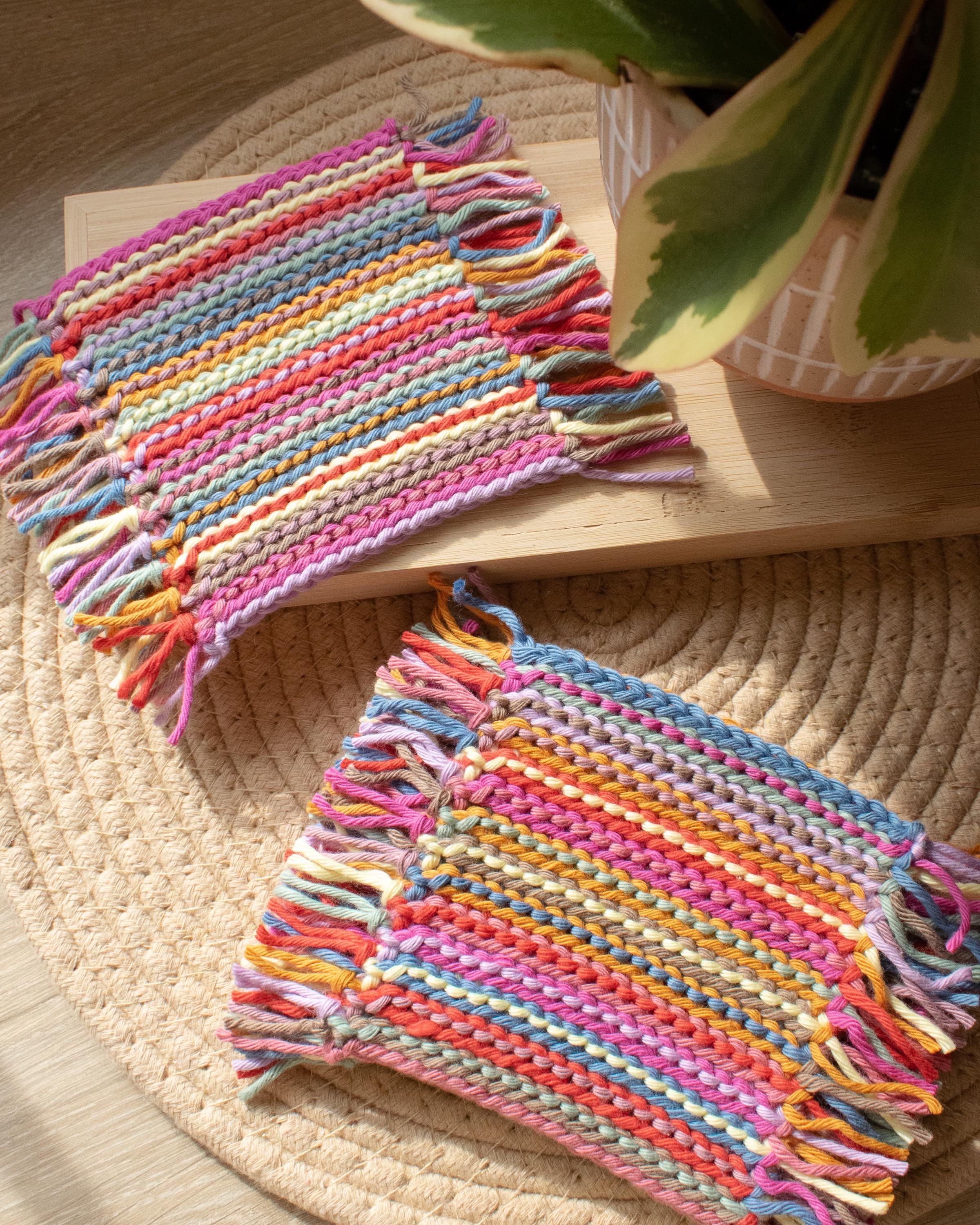 Crochet Rag Rug Coaster Set | Handmade Fringe Cotton Coasters | Cute ...